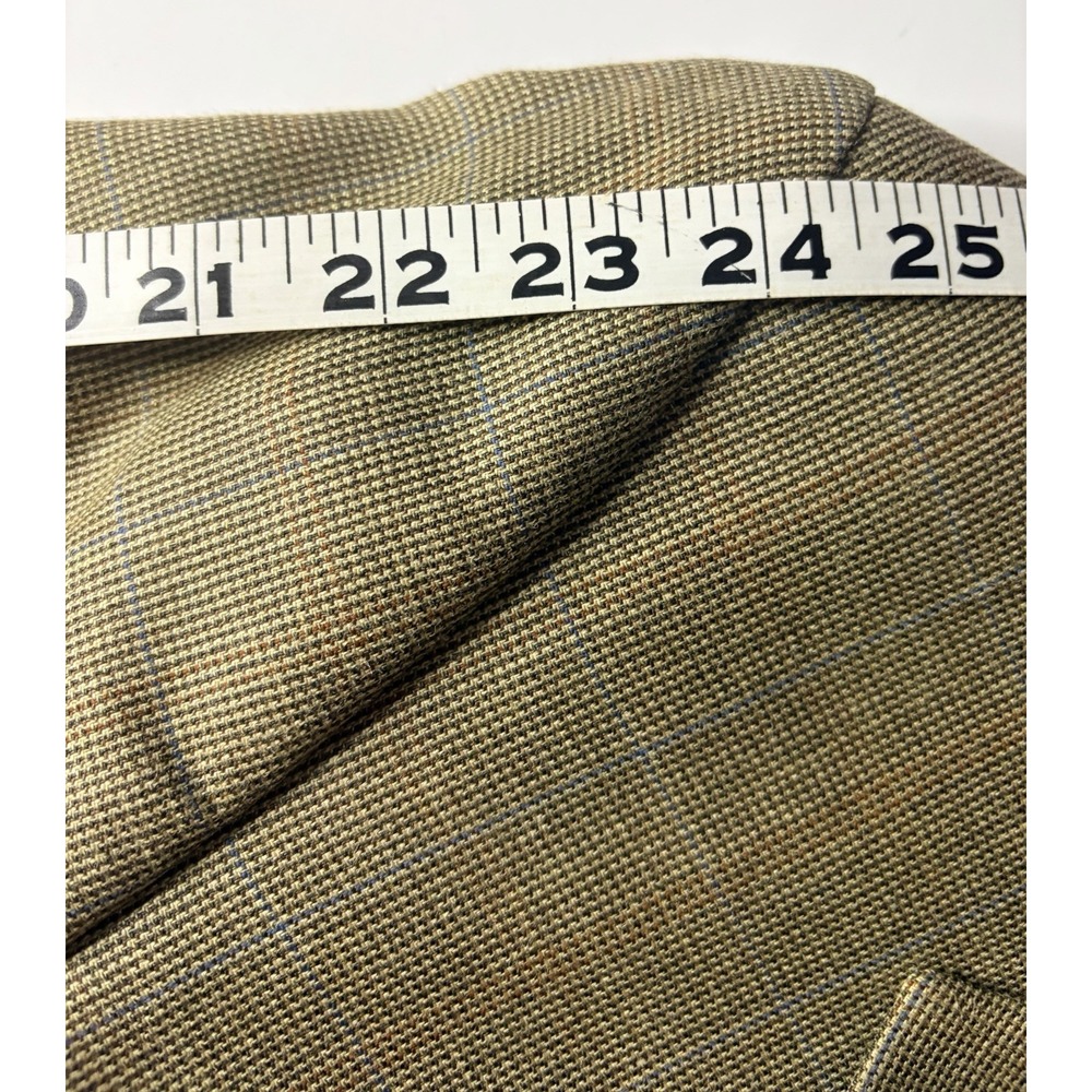 Lauren Ralph Lauren Sport Coat Blazer 44R Tan‎ Windowpane Silk Linen Wool Jacket - Picture 12 of 13
